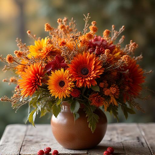 Ein herbstlicher Strauss mit warmen Farben.