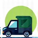 Ikone, die ein Blatt auf einem Lieferwagen symbolisiert.